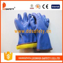 Blaue PVC Sandy Finish Gefrierschrank Handschuh Sicherheitshandschuhe (DPV212)